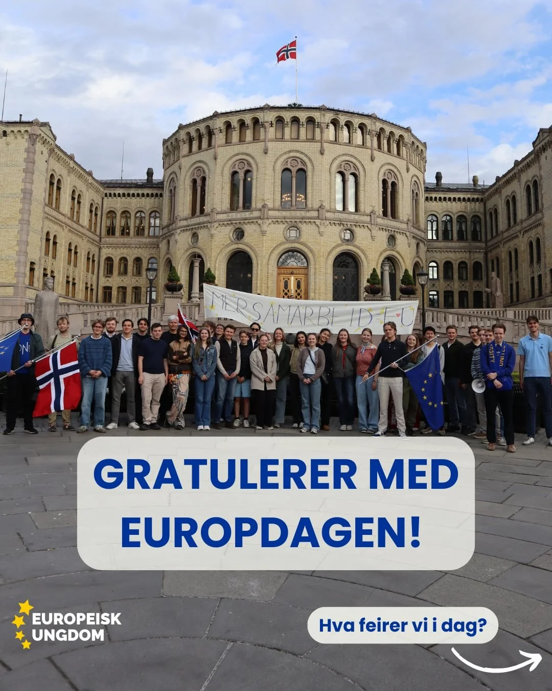 I dag feirer vi fred, samarbeid og muligheten til &aring; forme framtiden sammen 🇪🇺 
Gratulerer med Europadagen!