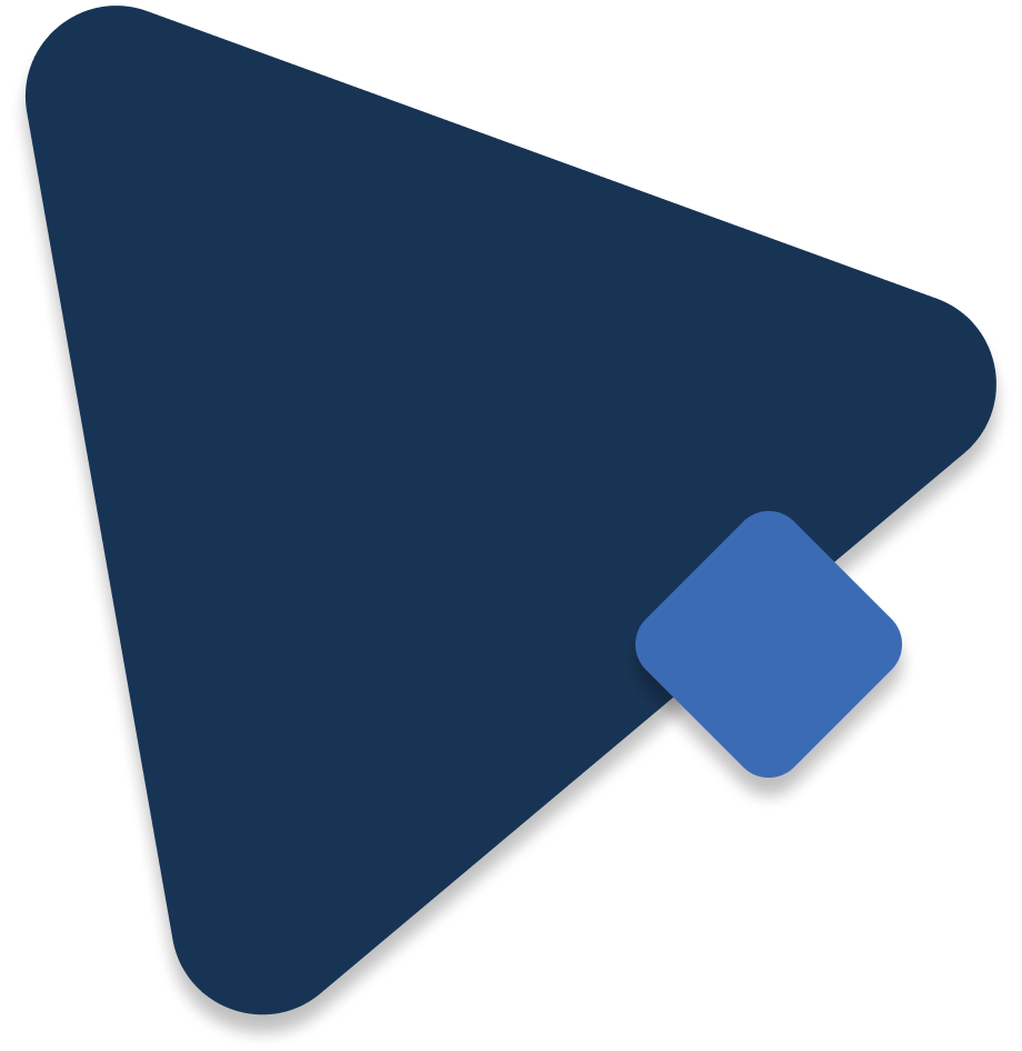 Grafisk illustration af en blå mappe med en lille blå firkantet knap.