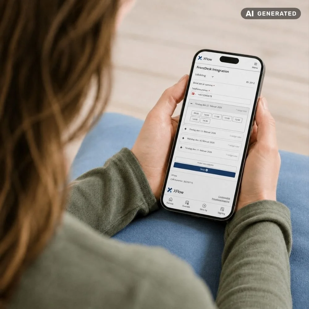 XFlow på mobil, book med Frontdesk