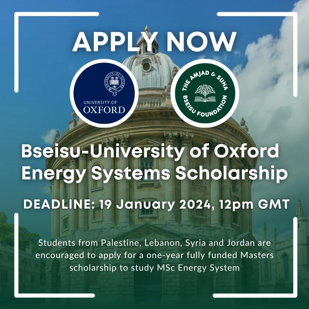 📢 Attention aspiring scholars: Oxford applications are OPEN! 🎓 This scholarship is open to applicants from Palestine, Lebanon, Jordan and Syria who are applying for the MSc Energy Systems course✨ 

Apply by 19 January 2024 to meet the funding deadl