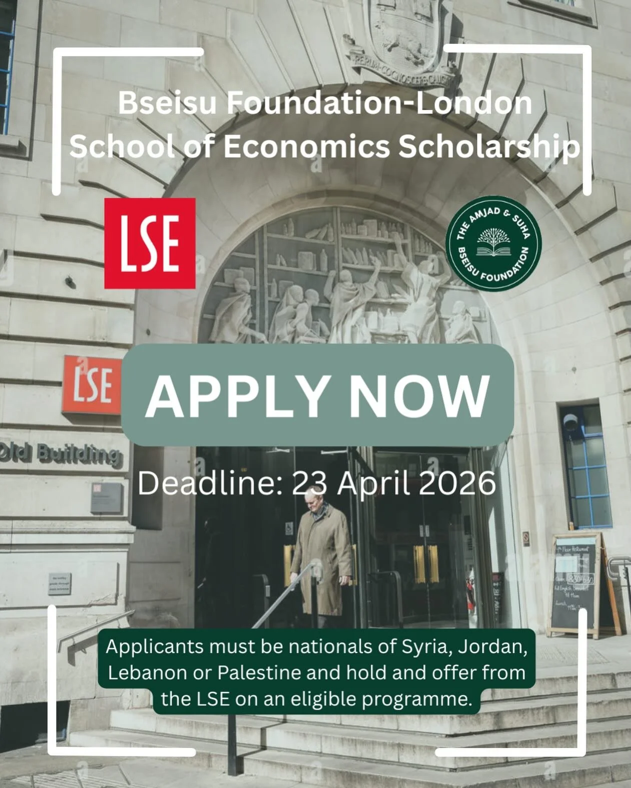 *New scholarship opportunity*

We&rsquo;re really excited to announce that applications for our scholarship with the London School of Economics are now open! We&rsquo;ve increased the range of MSc programmes that we&rsquo;re able to support at the LS