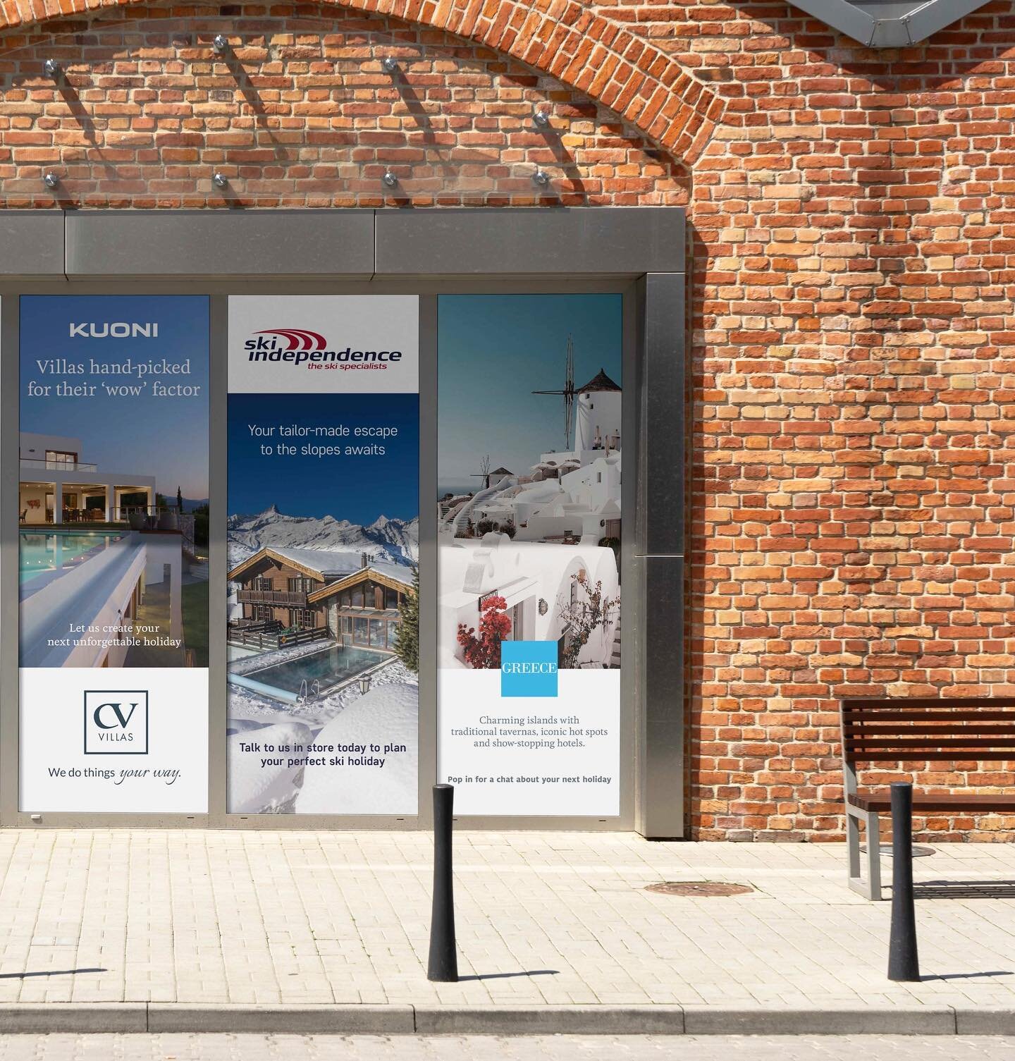 Couple of past window display designs for @visitgreecegr @cvvillas &amp; @skiindependence 

Whilst mock-ups do look a bit fake, they are so handy for when you haven&rsquo;t taken photos of your designs in situ! 💥