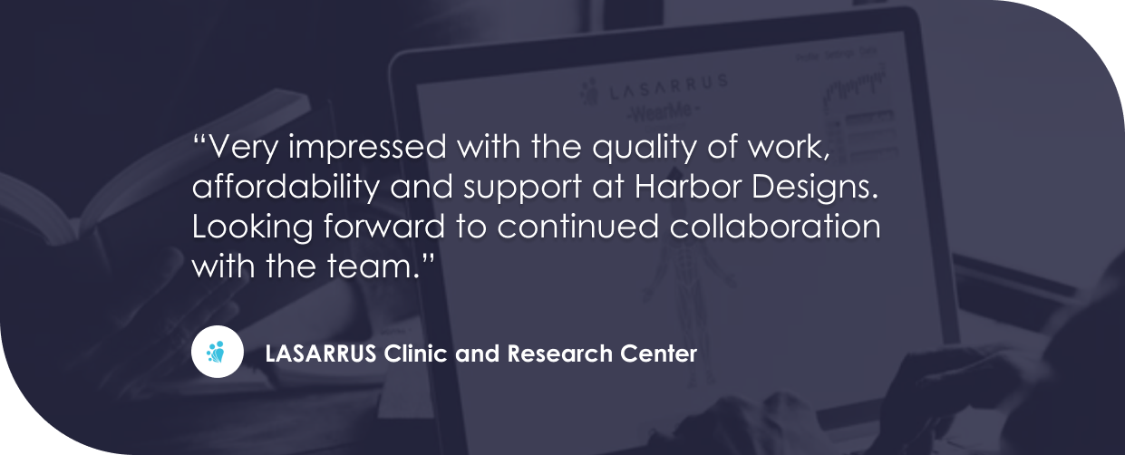 Lassarus Clinic and Research Center Testimonial for Harbor Designs and Manufacturing LLC. Client testimonial.