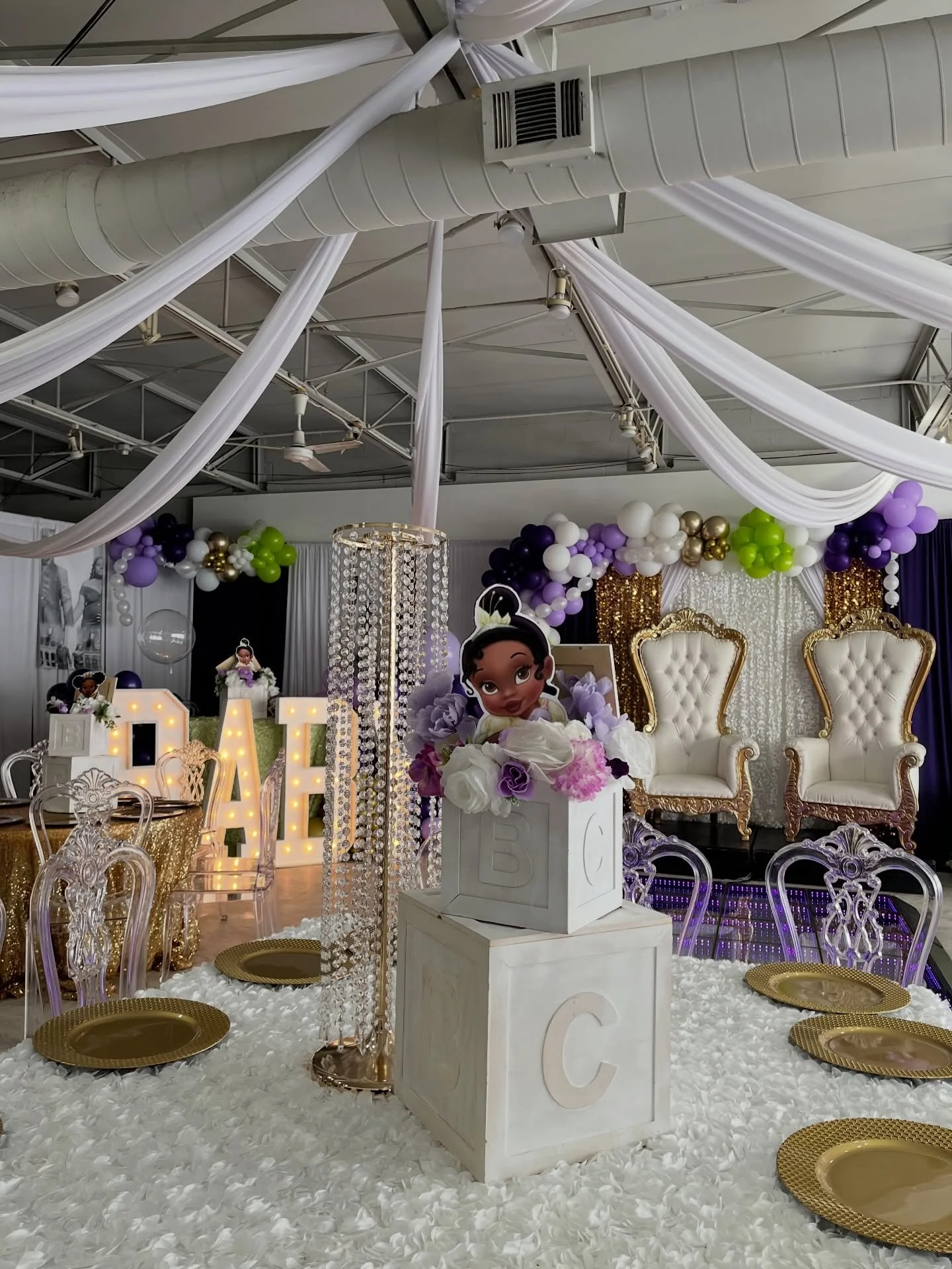 What better way to welcome a little princess than a Princess and the Frog themed baby shower! 💜👑✨

Thank you to our amazing clients for trusting us with to bring their vision to life, and congratulations on your baby girl! 💜 @comedian_chefbullet 
