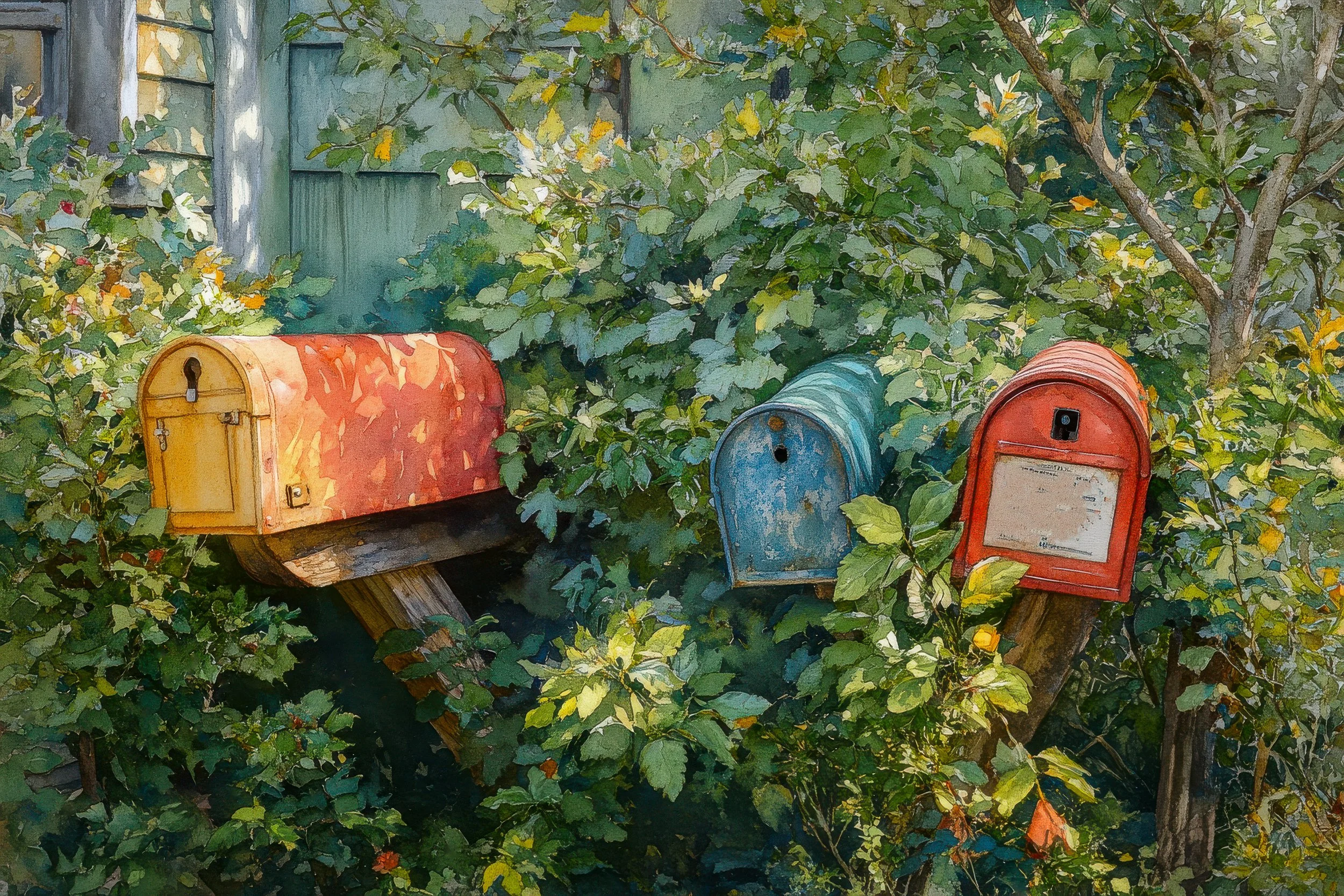 three-vintage-mailboxes-in-summer-garden-foliage.jpg