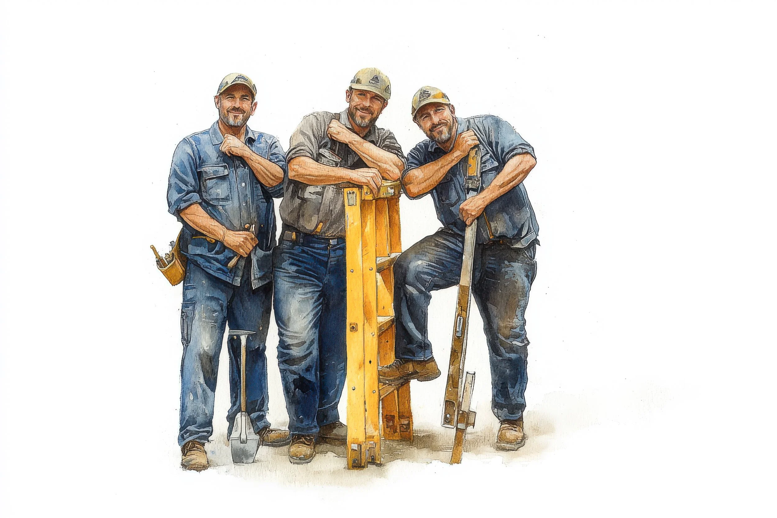 Three construction workers stand together posing with tools.jpg