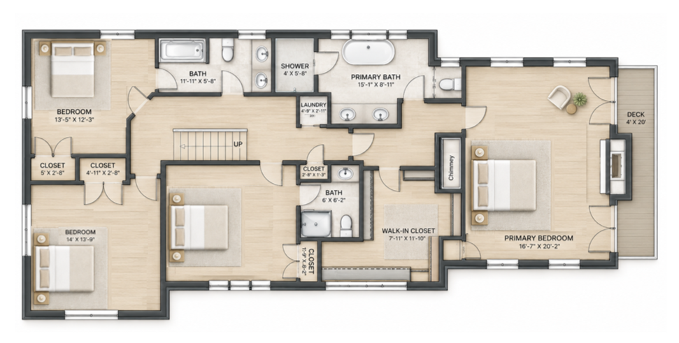 Optimized second-floor renovation plan