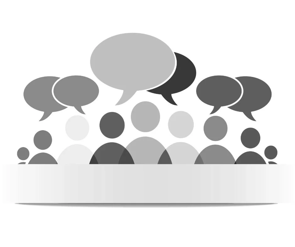 greyscale image of people icons communicating