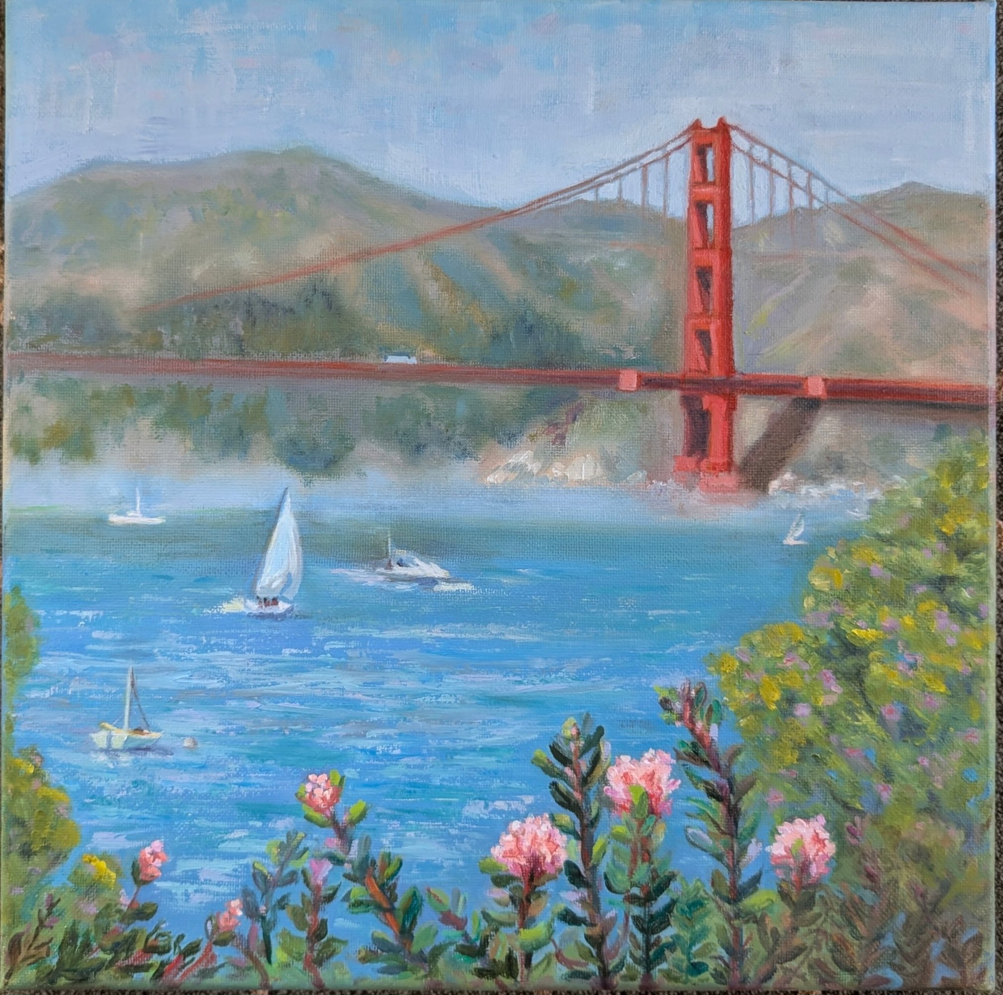 Golden Gate Bridge, 12" x 12", Original Oil Painting