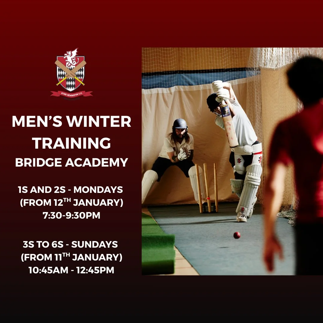 The Xmas and Ashes hangover (and the nightmares) will soon be a distant memory. Winter training kicks off in January at Bridge Academy. The 2026 season starts HERE. stokeycricket #attheheartofhackneycricket #winternets #wintertraining