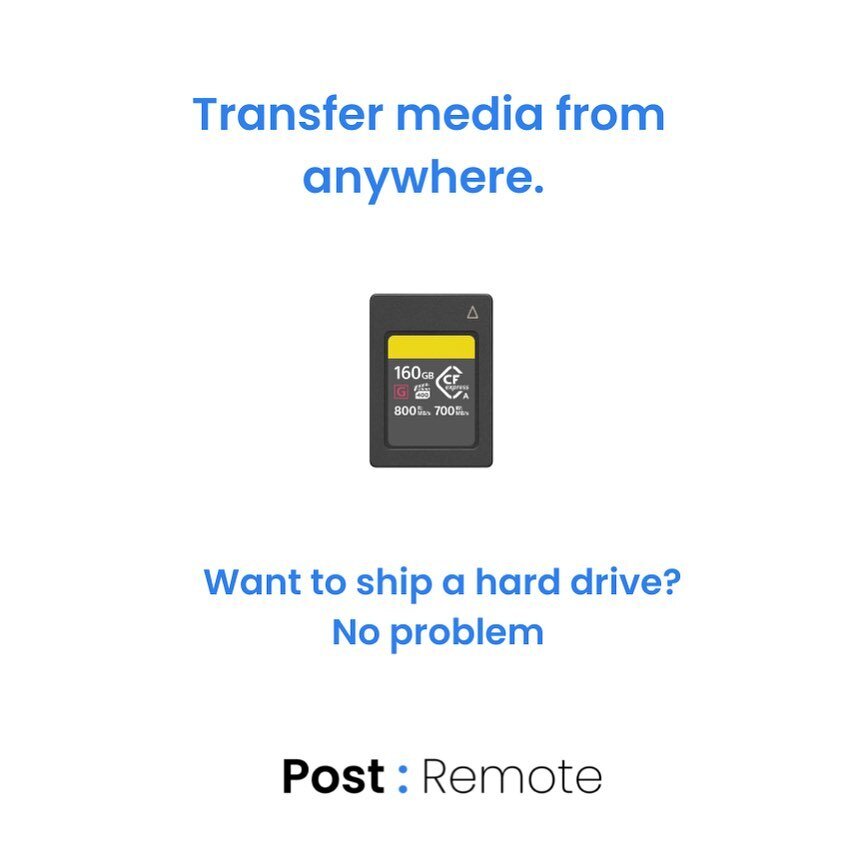 @gopostremote We can help you transfer your footage faster and more efficiently than ever before using a suit of industry standard tools.

Have a shoot location off the grid?
Our team will help you source a location to upload your footage from the fi