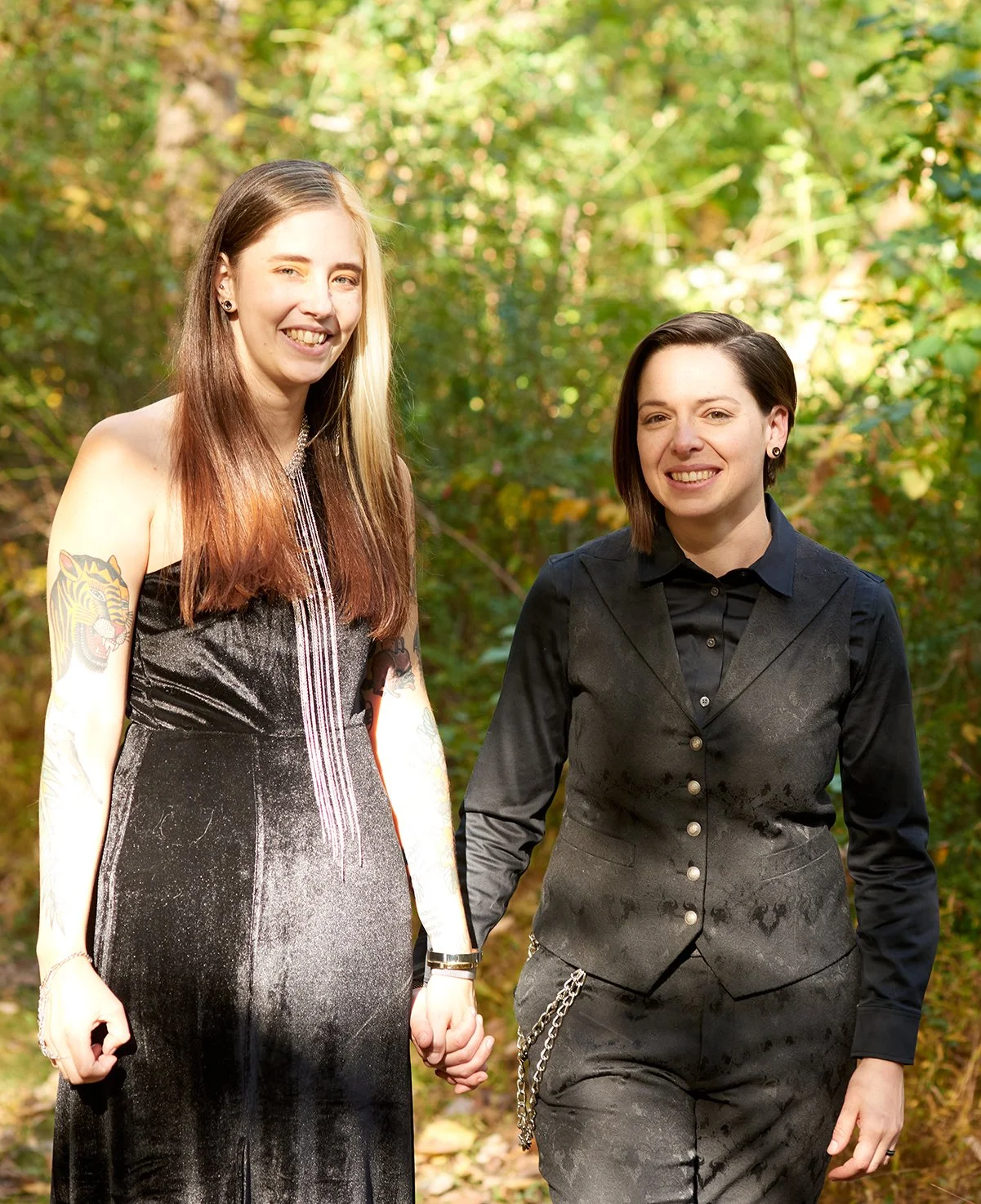 alt="LGBTQ wedding custom women's wedding suit and vest made to measure Philadelphia"