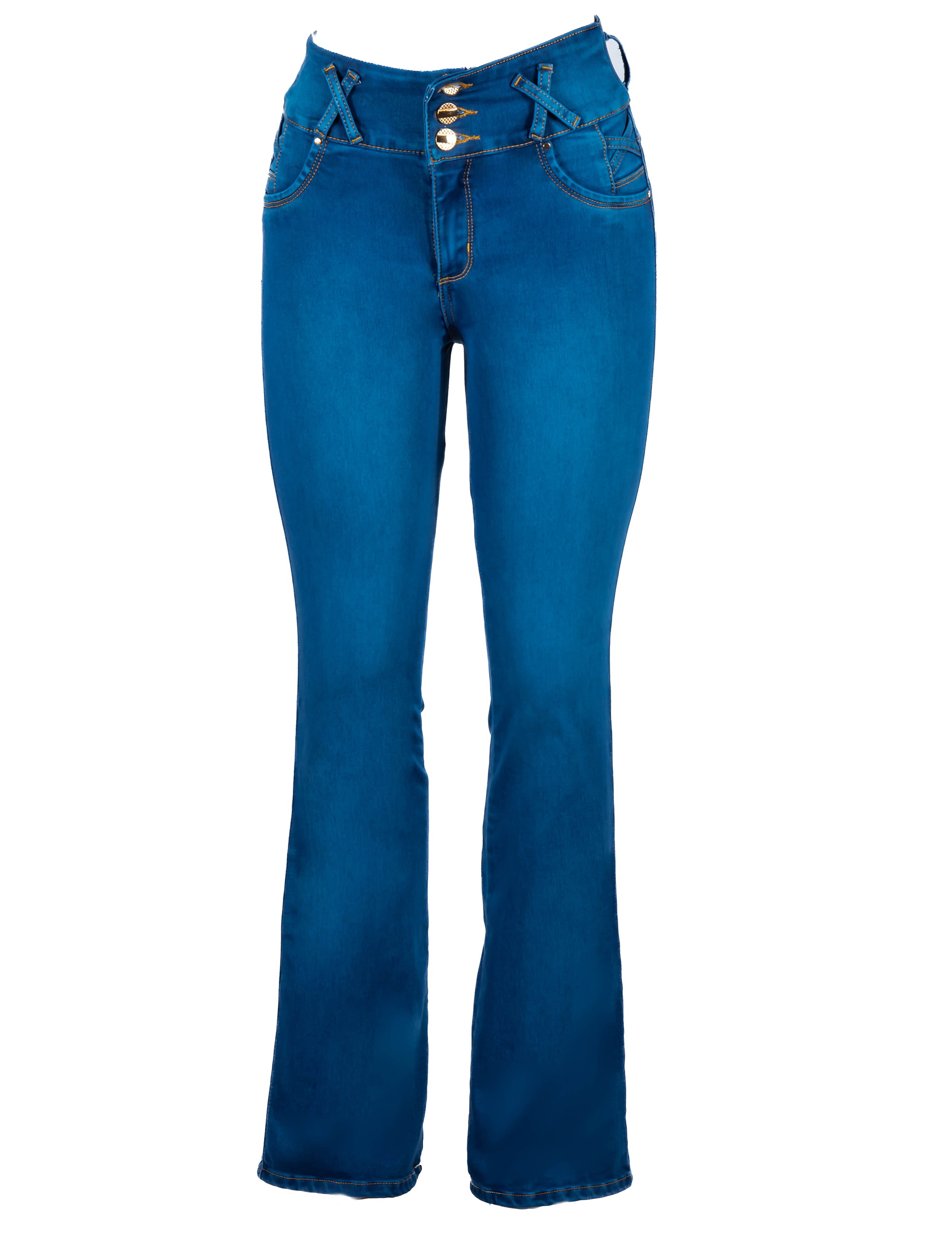 Xquisite Blue Elevate Bell Bottom Jeans with Colombian Butt-Lifting Design