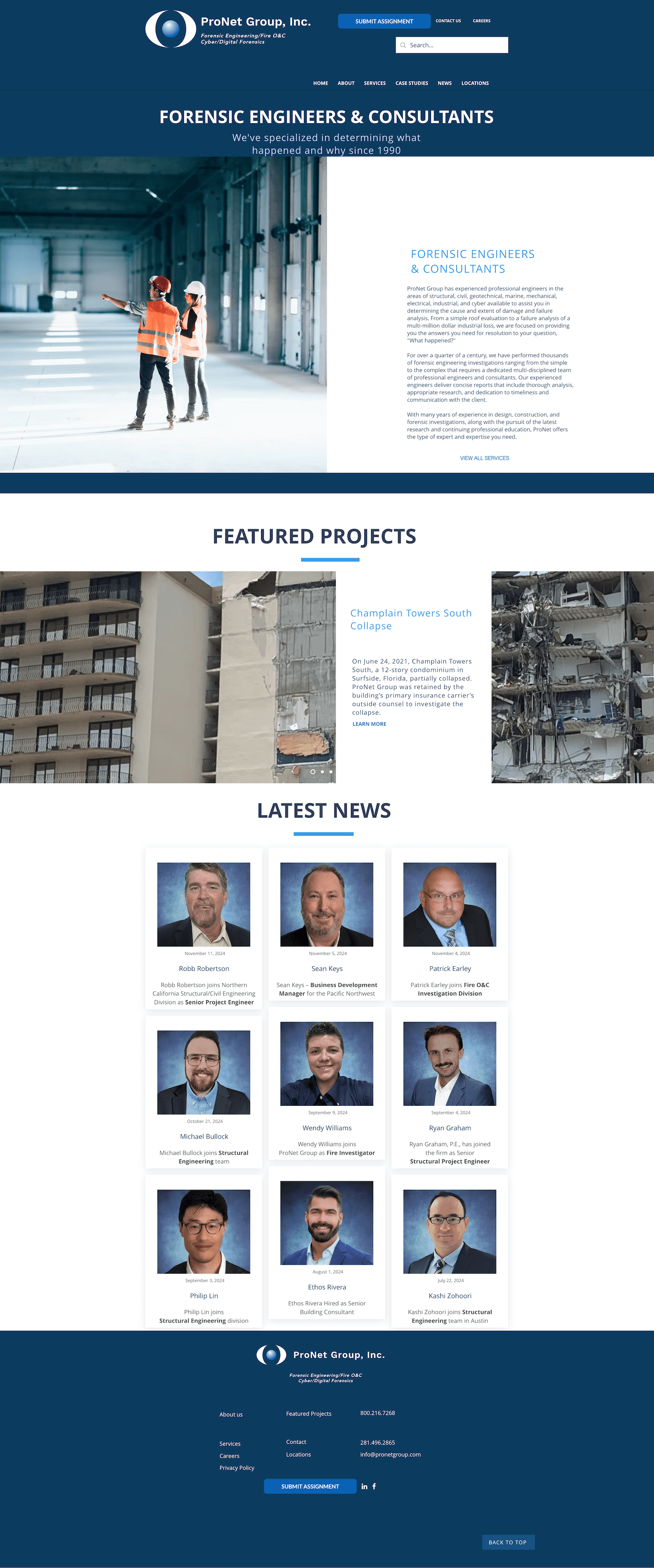 Before picture of ProNet Group Wix Website with outdated content and layout