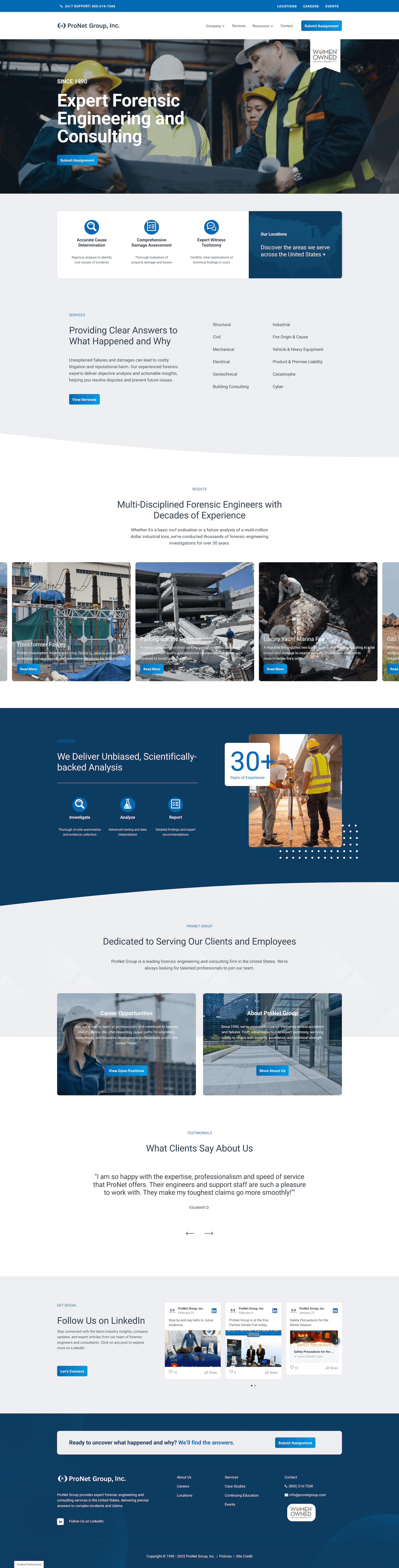 After picture of ProNet Group's new Squarespace website with strategic and modern design