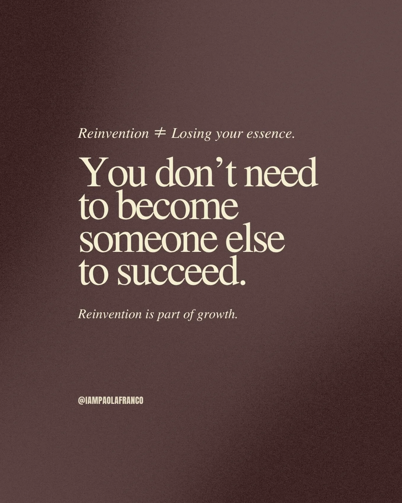 Reinvention isn&rsquo;t about becoming someone else.
It&rsquo;s about getting honest about who you&rsquo;ve always been.

There&rsquo;s a difference between evolving and disappearing.
I&rsquo;m not here to erase myself to fit a mold.
I&rsquo;m here t