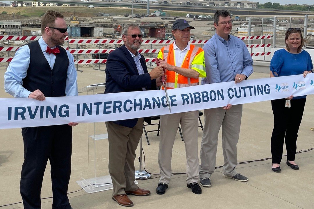 Celebrating the completion of the Irving Interchange Project at today's ribbon-cutting ceremony!
 
This $301 million, three-year endeavor successfully reconstructed the interchanges at SH 183, SH 114, Loop 12, and Spur 482, expanding lanes and buildi
