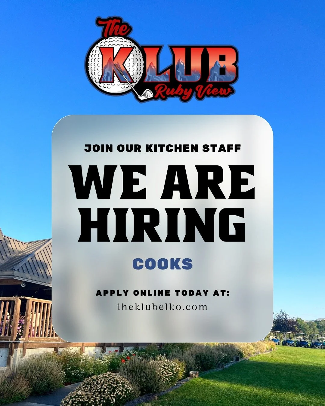 Now hiring cooks! 🔥🍔 We're looking for dependable, hardworking individuals to join the kitchen team at The Klub Ruby View. If you're ready for your next opportunity, apply online today on our website and become part of the team!

 #klubrubyview #el
