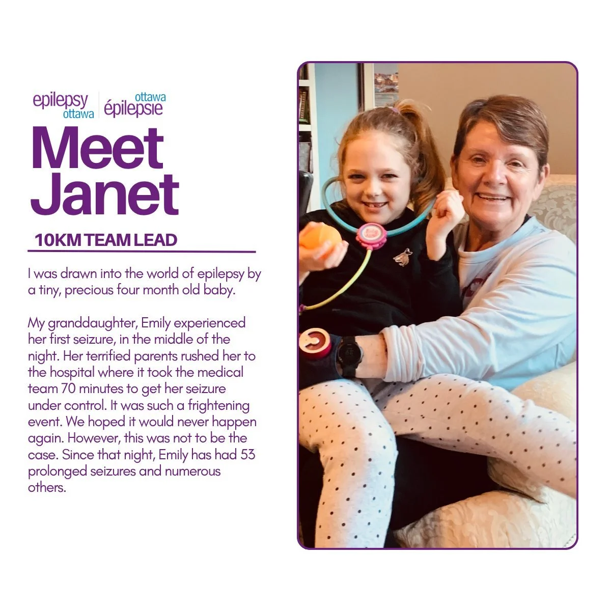 The countdown is on! @ottawaracewknd is almost here, and The Brainstorm Brigade is gearing up! 💜

Next up, meet Janet - our incredible 10K Team Lead! ✨
On May 23, she&rsquo;ll be setting the pace, bringing the energy, and cheering our team every ste