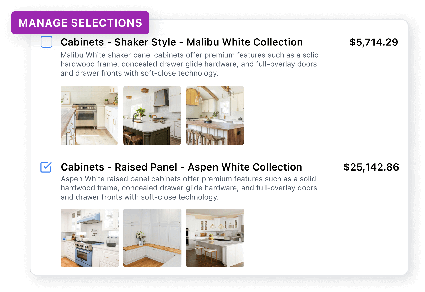 JobTread Customer Selections