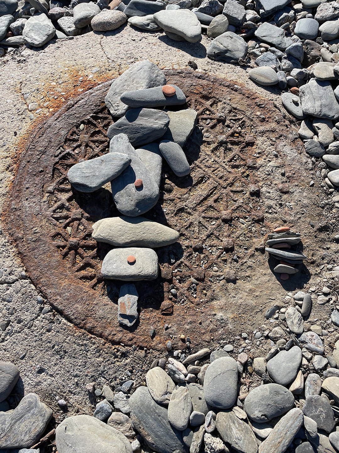 Land art on the rocky beach