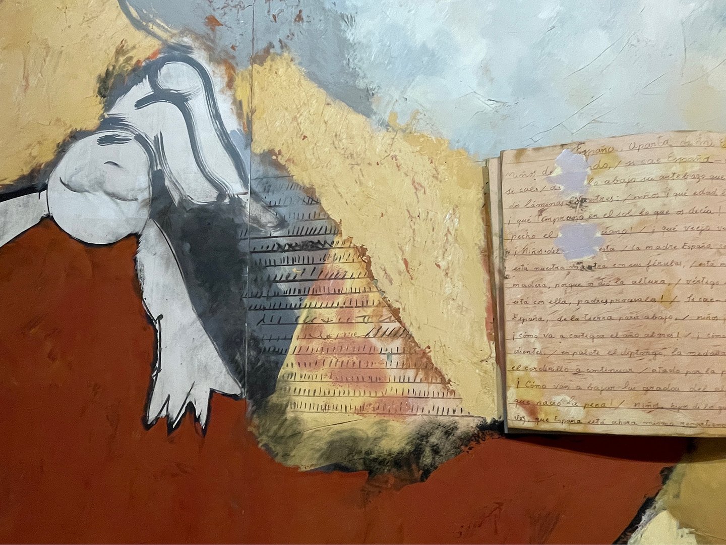 Detail of the mixed media panel
