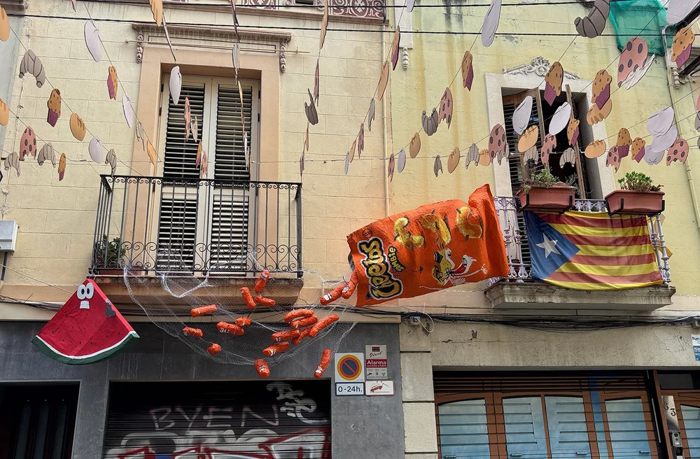   Streets decorated by the locals with funny objects, designed to a theme.  