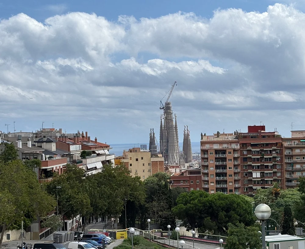   Sunday walk up to Parc Guinardó. High up above the city. Sagrada Familia nearing completion!  