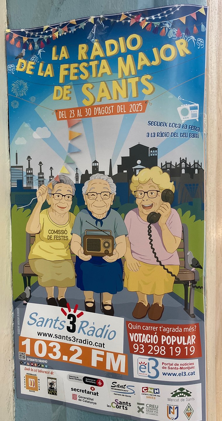   Cute poster for the Festa Major de Sants. Annual festival in the Sants neighborhood.  