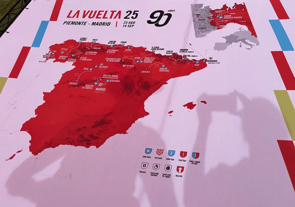 Map showing the route of La Vuelta. It actually started in Italy this year.