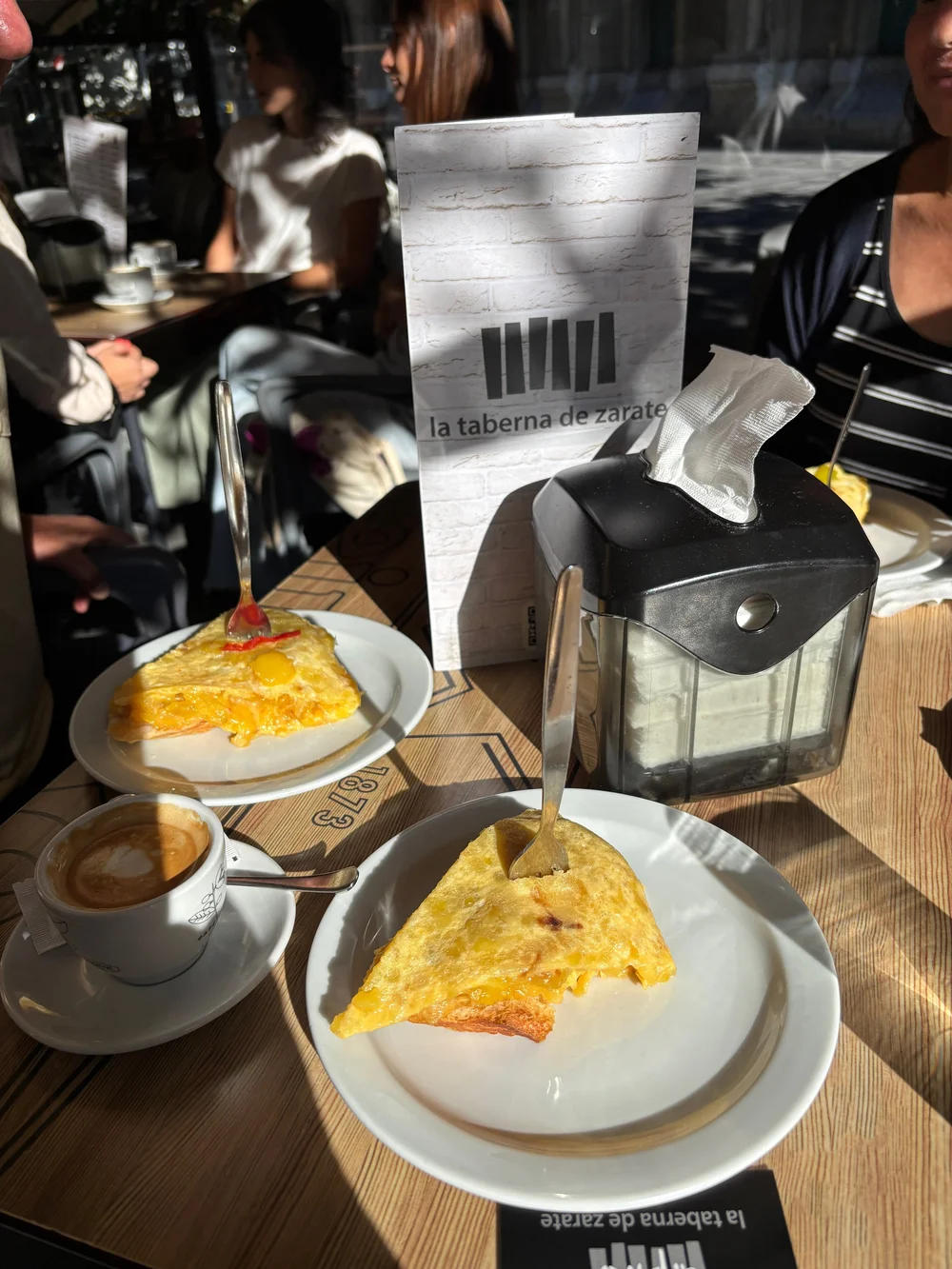 Starting out with tortilla and café con leche.