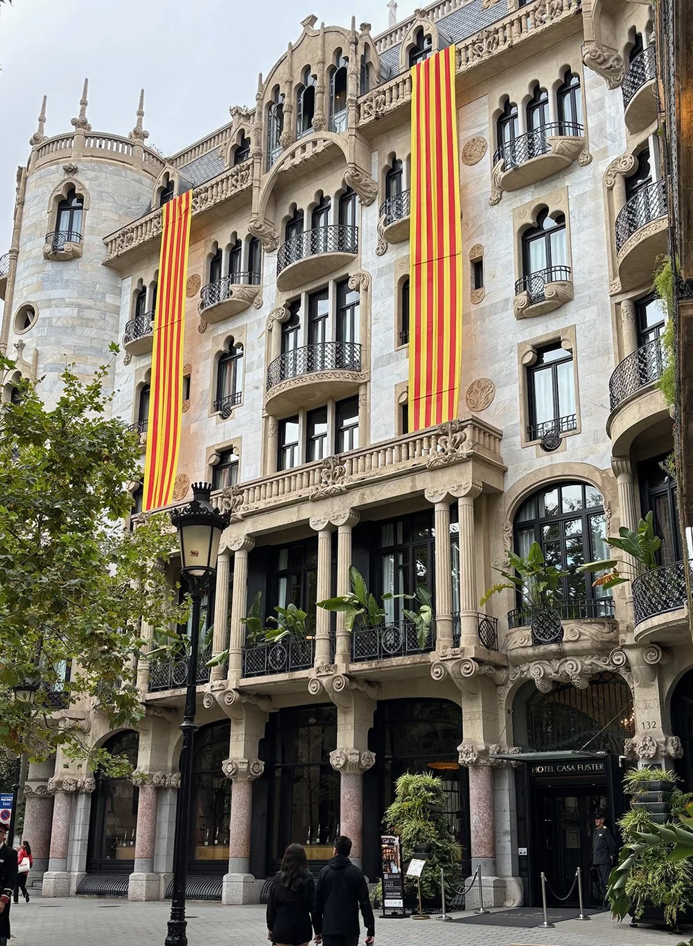 Casa Fuster hotel with flags for Diada de Catalyuna…
