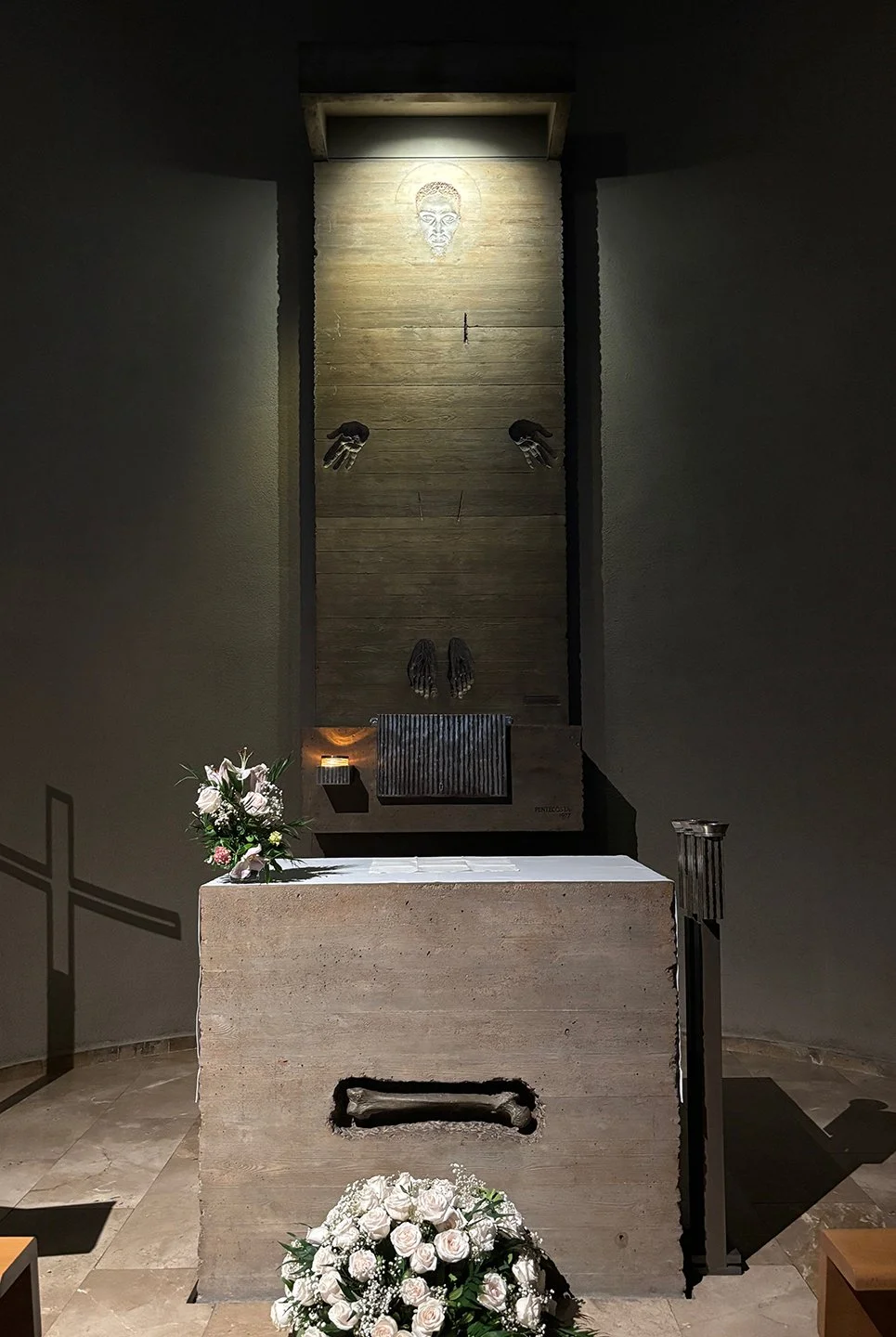 An unusal crucifix depiction by famous Catalan sculptor Subirachs.