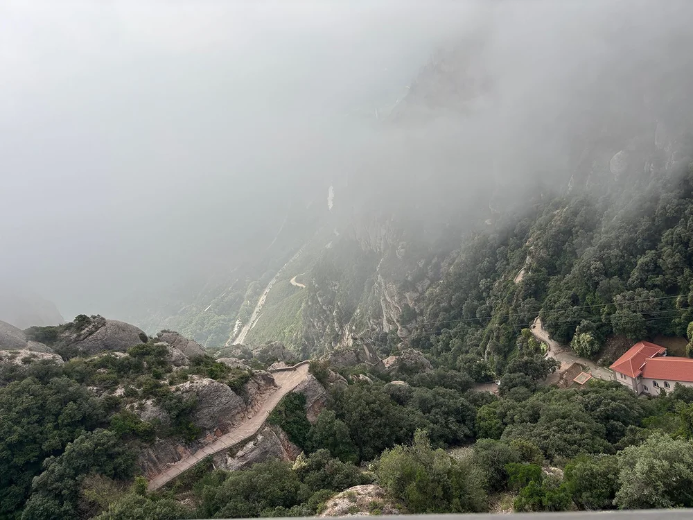 It was foggy  on the drive up.