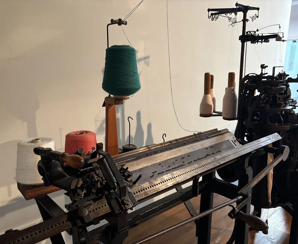 A vintage knitting machine.