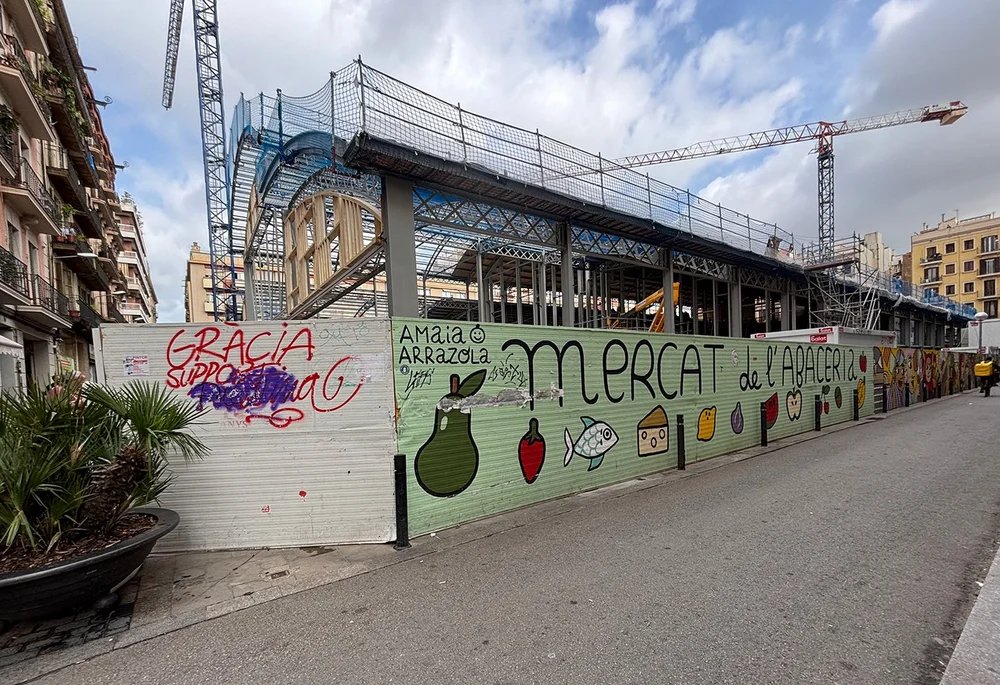 The new Abaceria, the public market, rising from the old location in Gràcia.