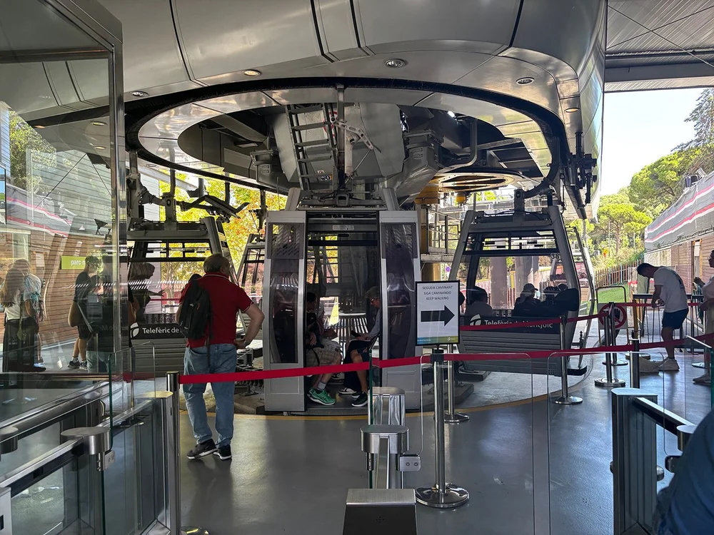 Getting on the Telefèric.