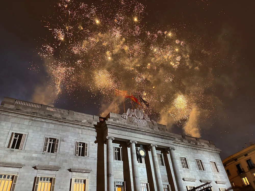 Always impressive, fireworks right off the top of  building!