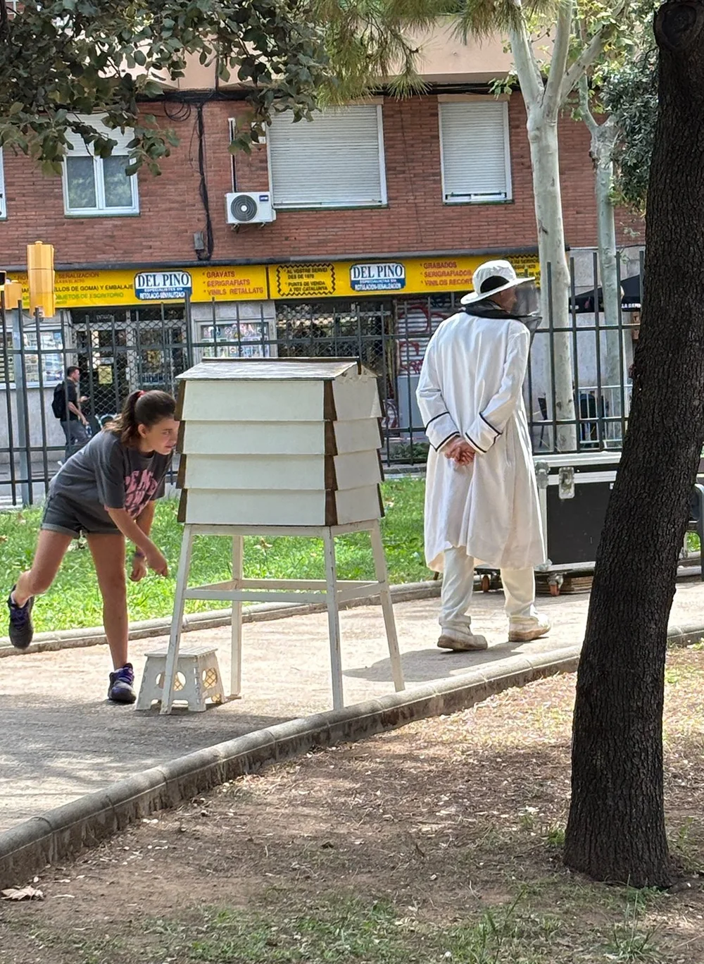 Seen over by the "beekeepers" while folks peer in