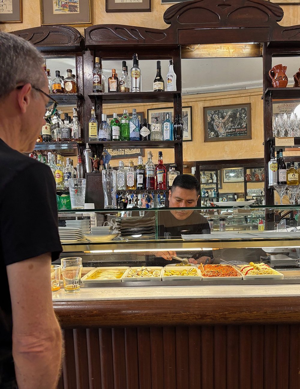 Having a drink and a bite in a cool bar