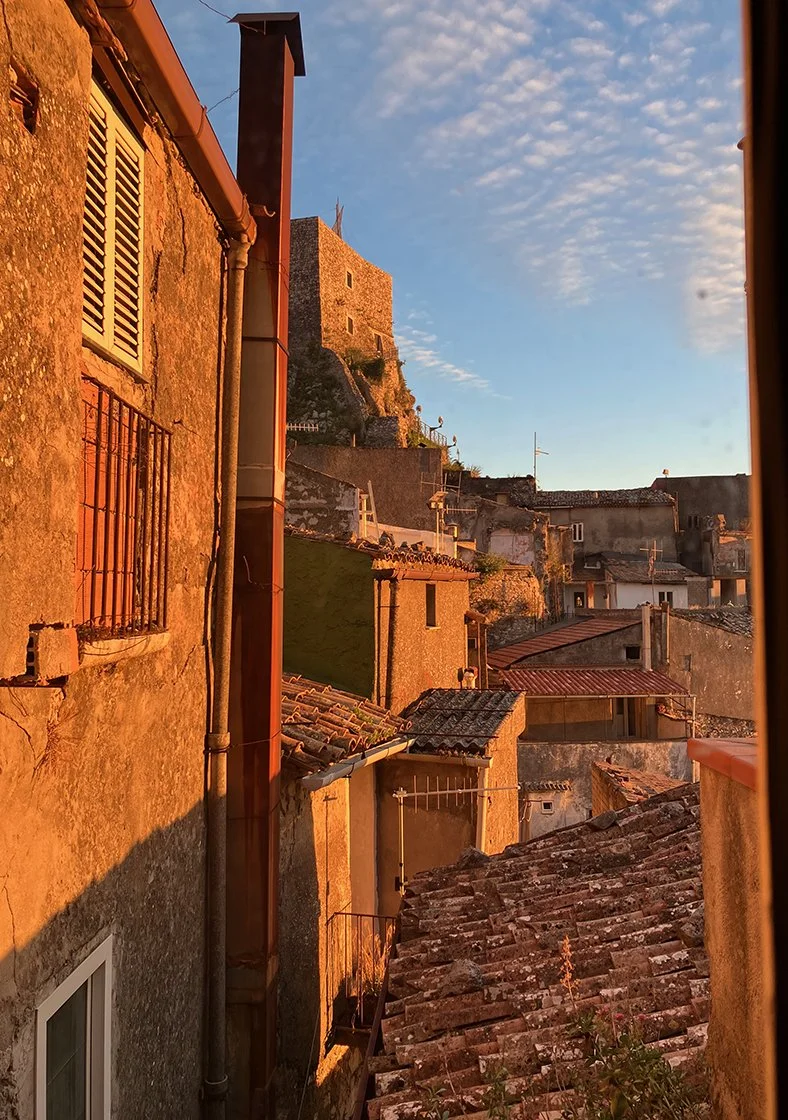 Fading light gives a lovely honey glow to the buildings.