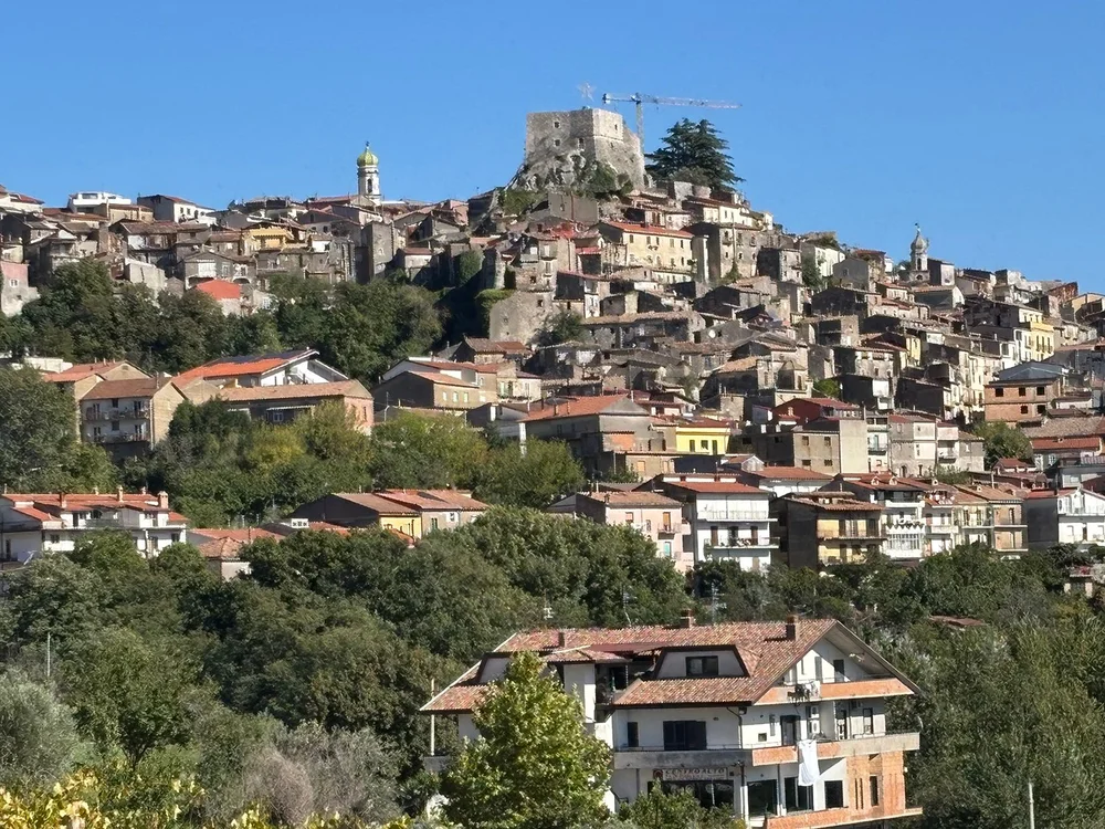 A view back at Guardia, with the castle on the top.