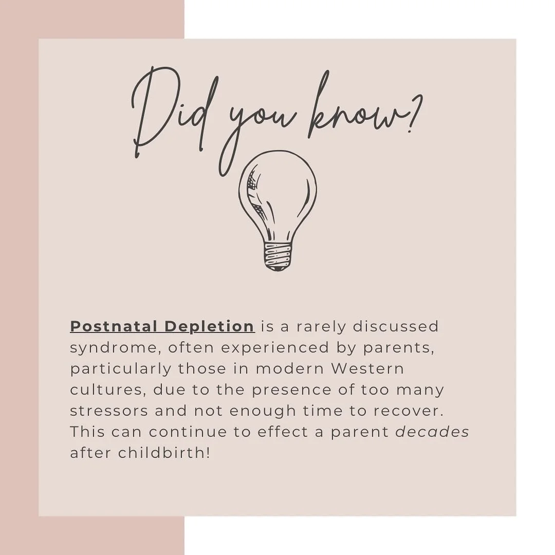 Most postpartum people haven&rsquo;t heard of Postnatal Depletion, and yet it affects most parents in one way or another at some point after baby joins the family, and can even continue to have effects years later! 

Looking to other societies that d