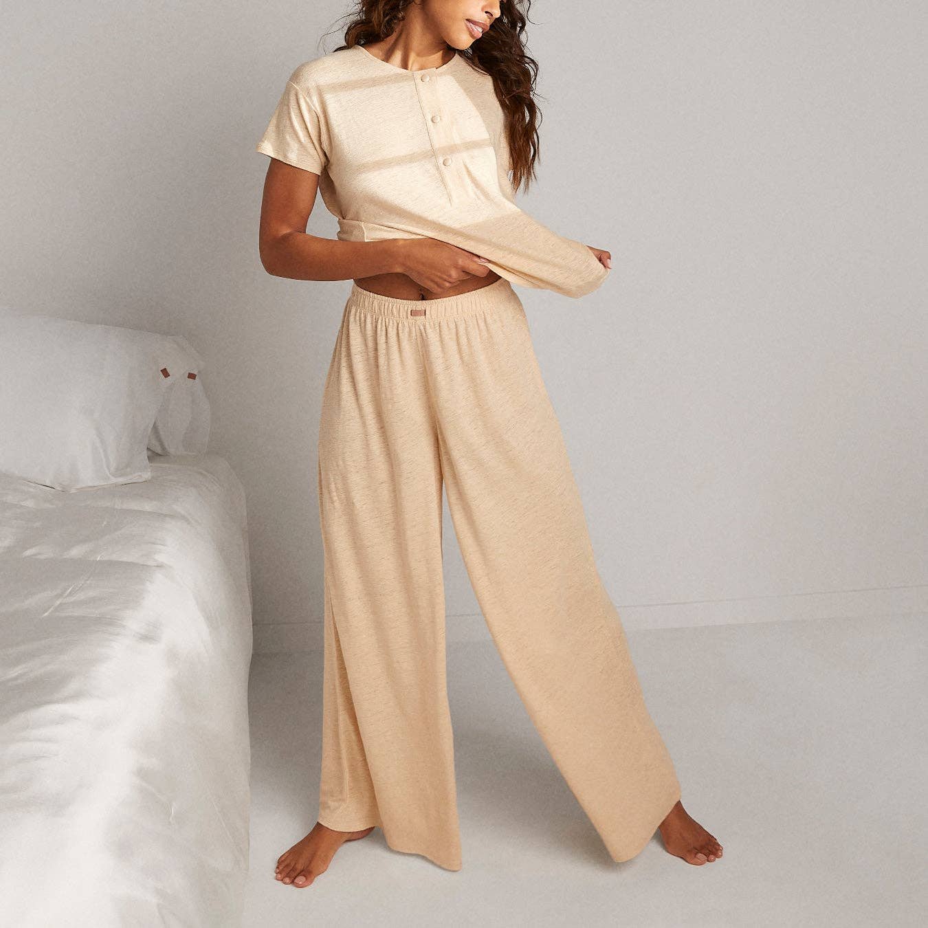 Tranquil HEALING Cozy Tan — ARTS NAHARA - Silk Pocket Henley Cotton