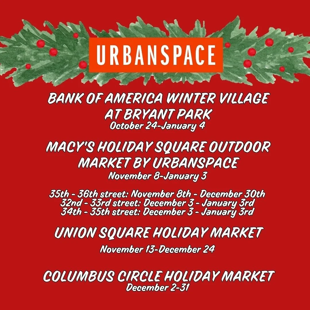 ✨ We can’t believe we’re saying this… but we’re BACK this holiday season! 🎁❄️
Get ready for four incredible holiday markets across NYC! 🌆
⠀⠀⠀⠀⠀⠀⠀⠀⠀
🗓 Save the dates for:
🎄Bank of America Winter Village at Bryant Park
🎁