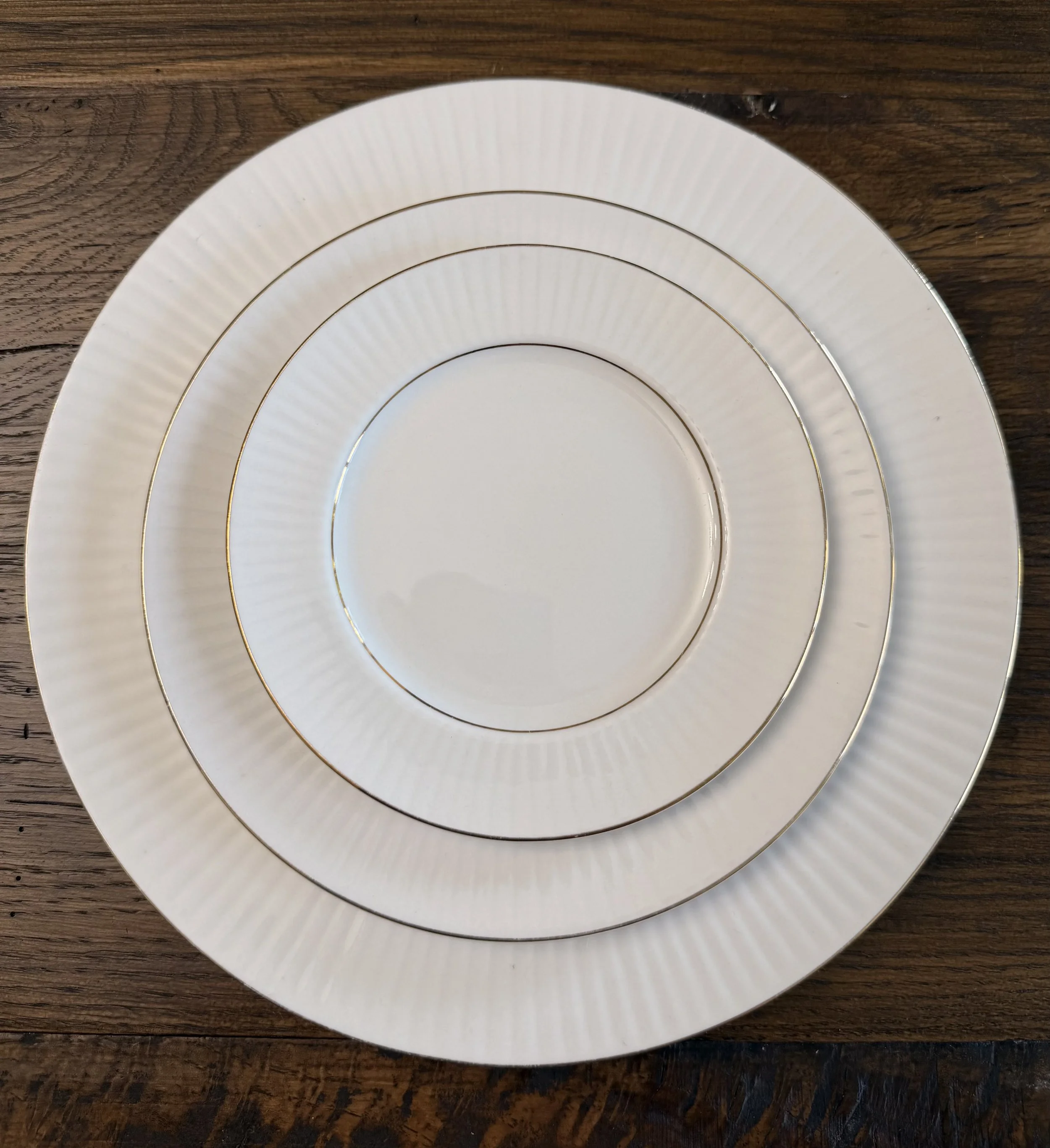 Ivory Belle~ Sets of 10
Ivory Belle Dinner Plate $8.00
Ivory Belle Salad Plate $8.00
Ivory Belle Dessert Plate $8.00
