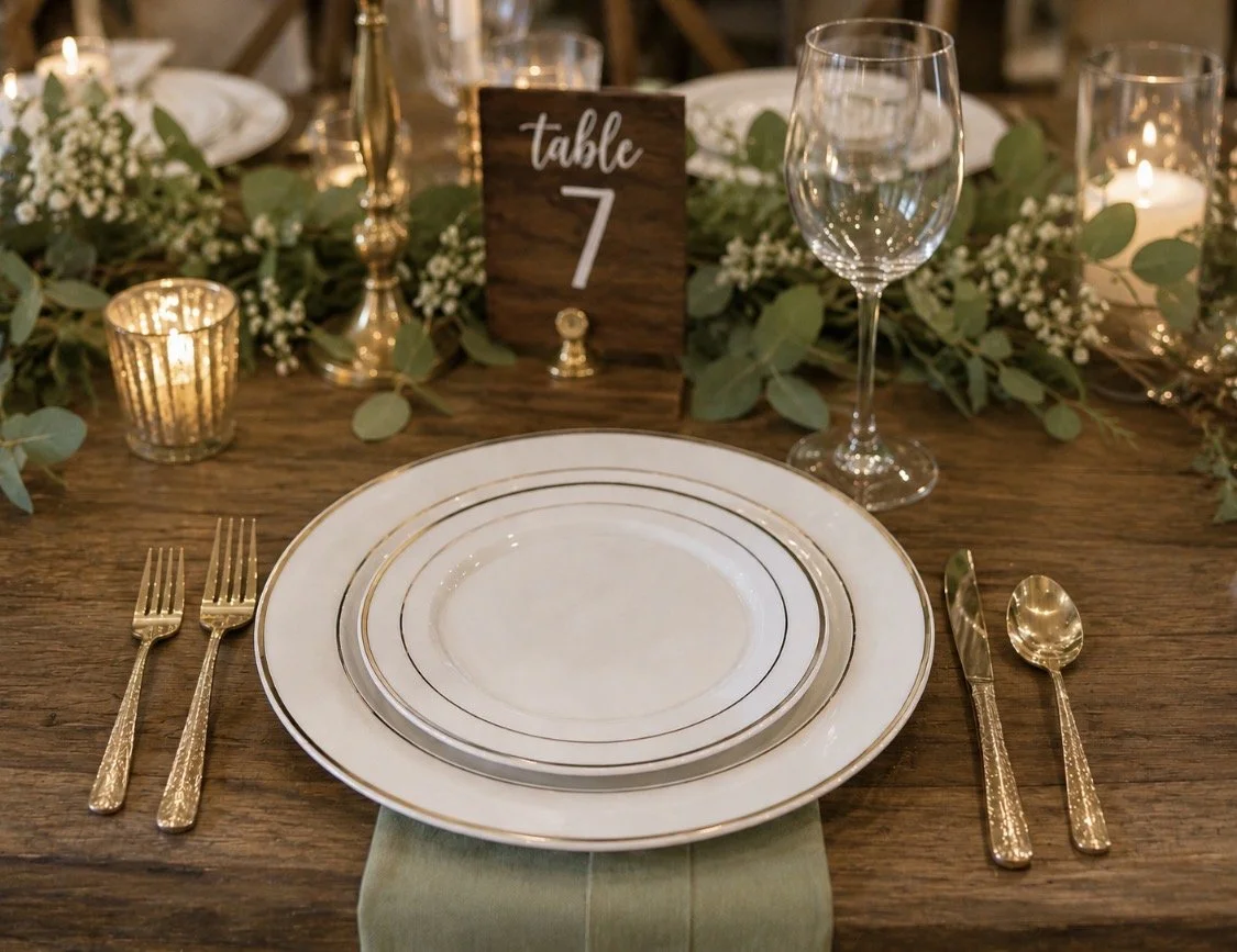 Golden Elegance Set of 10
Golden Elegance Dinner Plate $8
Golden Elegance Salad Plate $8.00
Golden Elegance Dessert Plate $8.00