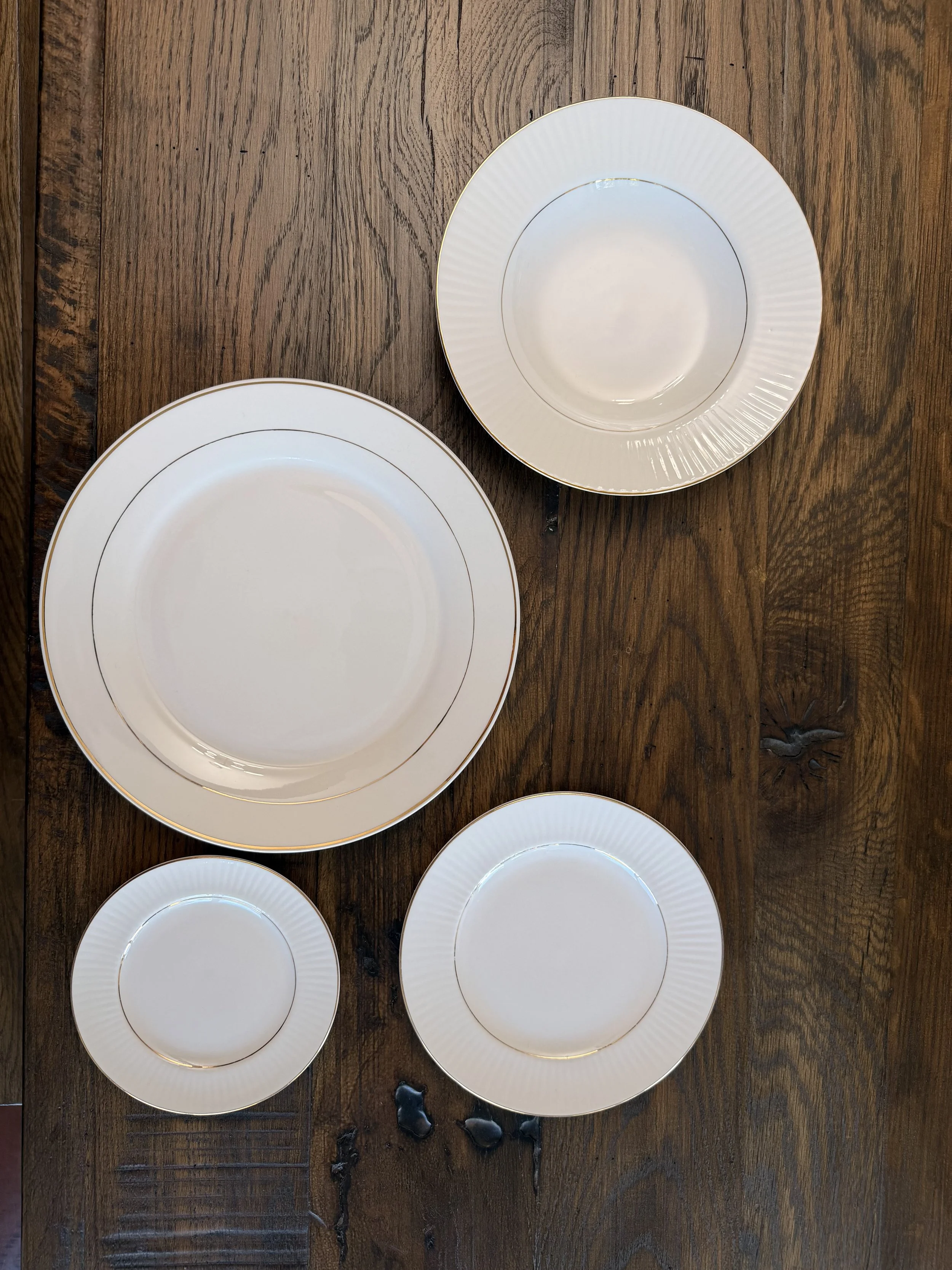 Golden Elegance Plate, Ivory Belle Pasta Bowl, Ivory Belle Salad and Ivory Belle Dessert Plate~ Sets of 10 $8.00