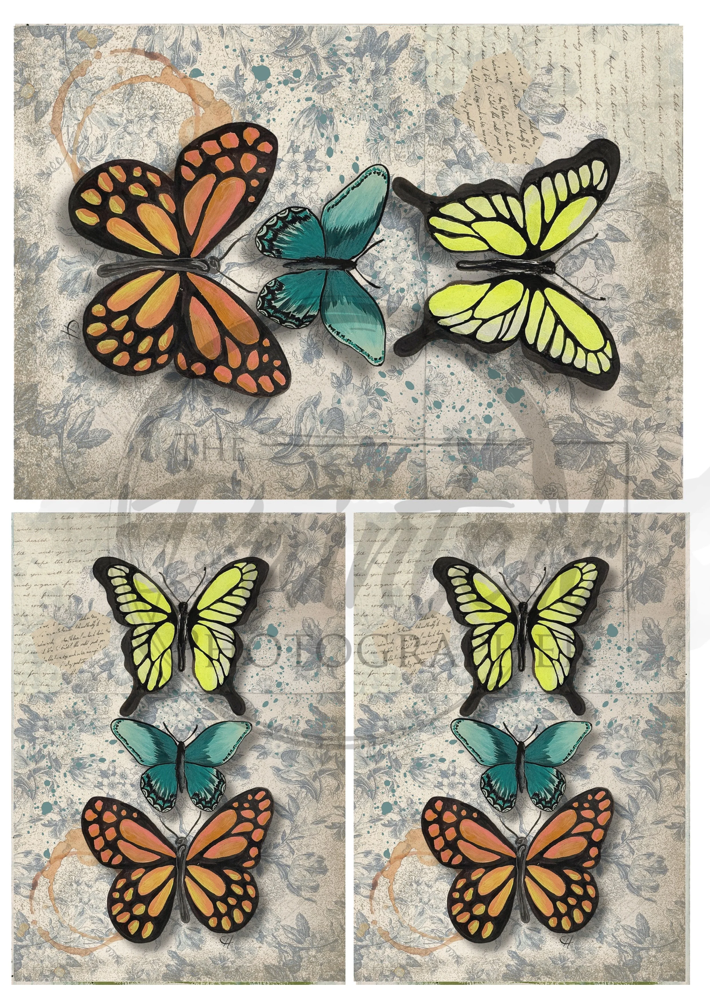 Butterfly Trio Multiple Rice Paper