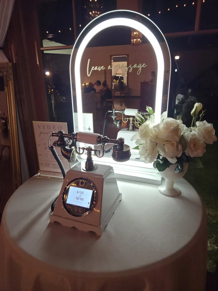 A vintage phone video guest book at a Winnipeg wedding